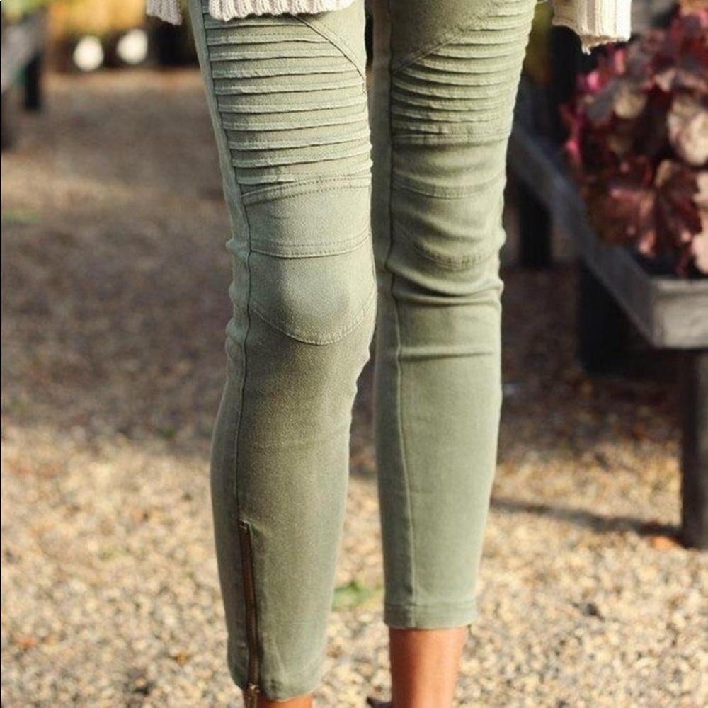 Moto Leggings - Olive